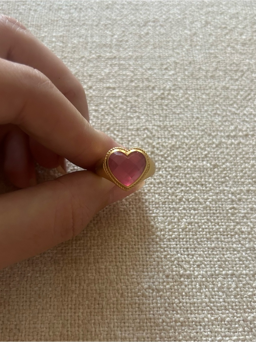 Julie Vos Gold Heart Signet Ring with Blush Pink Gem - Women Jewelry